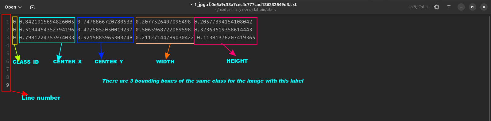 YOLO .txt label file